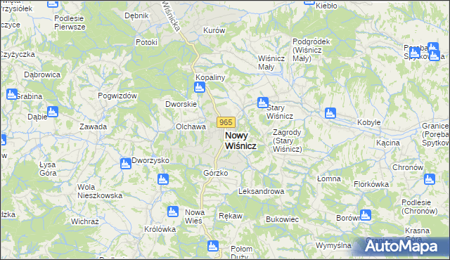 mapa Nowy Wiśnicz, Nowy Wiśnicz na mapie Targeo
