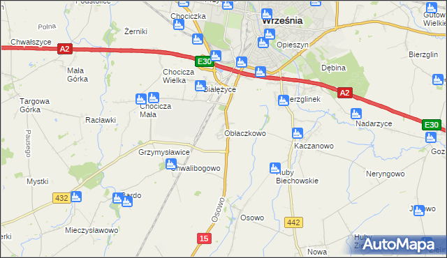 mapa Obłaczkowo, Obłaczkowo na mapie Targeo