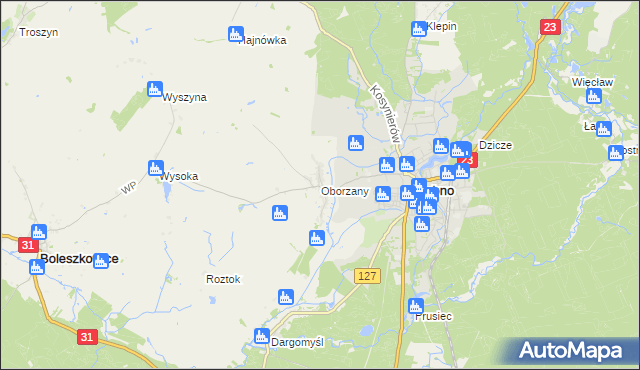 mapa Oborzany, Oborzany na mapie Targeo