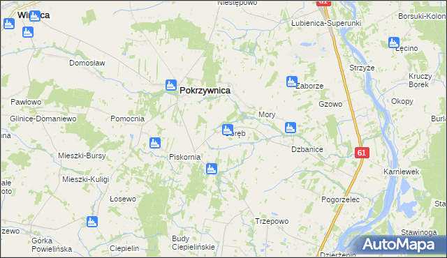 mapa Obręb gmina Pokrzywnica, Obręb gmina Pokrzywnica na mapie Targeo