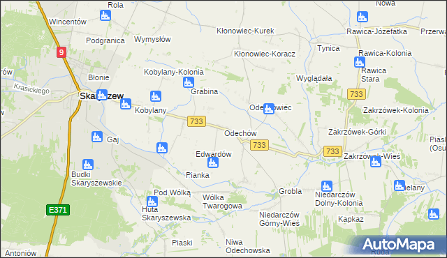 mapa Odechów gmina Skaryszew, Odechów gmina Skaryszew na mapie Targeo