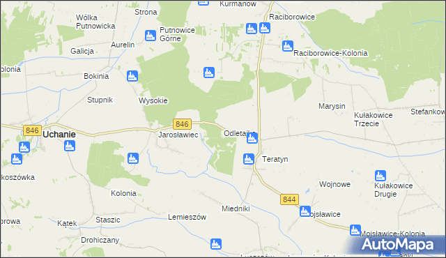 mapa Odletajka, Odletajka na mapie Targeo
