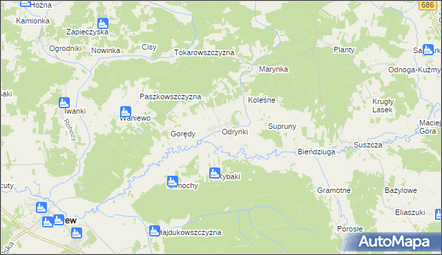 mapa Odrynki, Odrynki na mapie Targeo