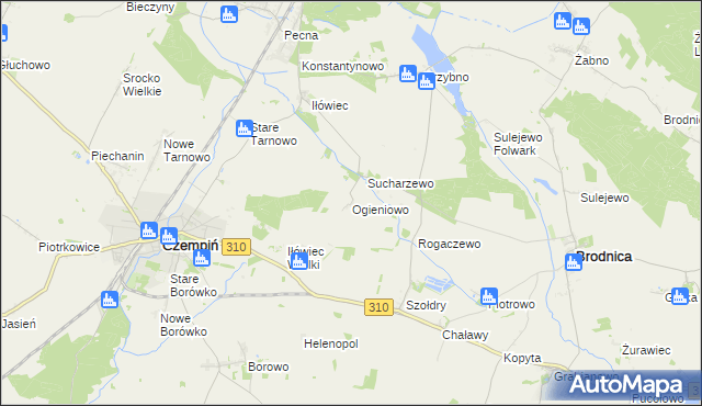 mapa Ogieniowo, Ogieniowo na mapie Targeo
