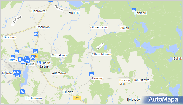 mapa Olbrachtówko, Olbrachtówko na mapie Targeo