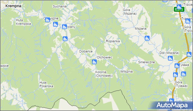 mapa Olchowiec gmina Dukla, Olchowiec gmina Dukla na mapie Targeo