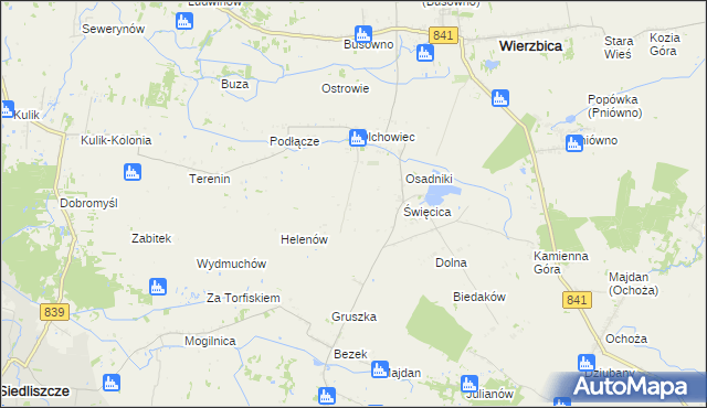 mapa Olchowiec-Kolonia gmina Wierzbica, Olchowiec-Kolonia gmina Wierzbica na mapie Targeo
