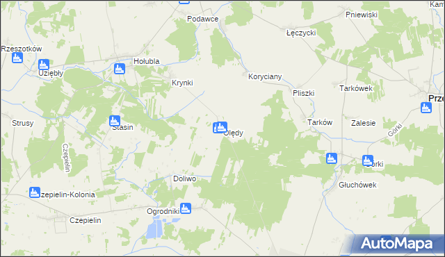 mapa Olędy gmina Mordy, Olędy gmina Mordy na mapie Targeo