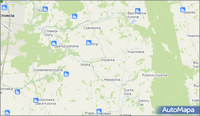 mapa Olszanka gmina Suchowola, Olszanka gmina Suchowola na mapie Targeo