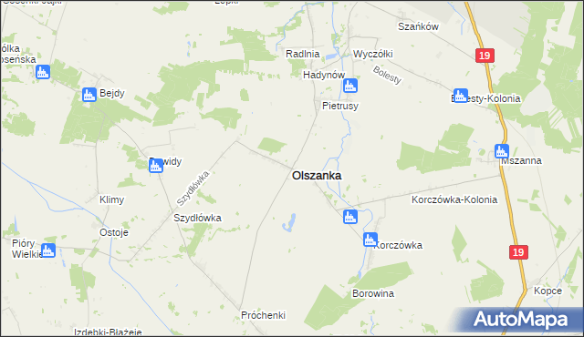 mapa Olszanka powiat łosicki, Olszanka powiat łosicki na mapie Targeo