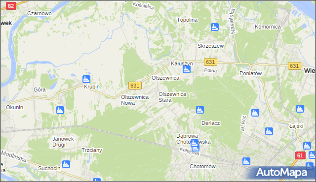 mapa Olszewnica Stara, Olszewnica Stara na mapie Targeo