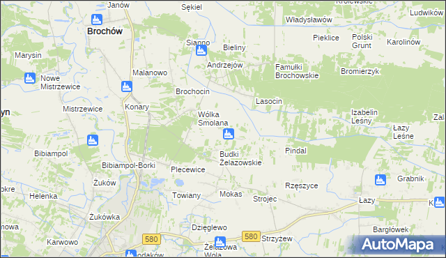 mapa Olszowiec gmina Brochów, Olszowiec gmina Brochów na mapie Targeo