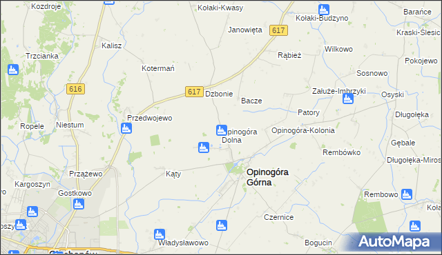 mapa Opinogóra Dolna, Opinogóra Dolna na mapie Targeo