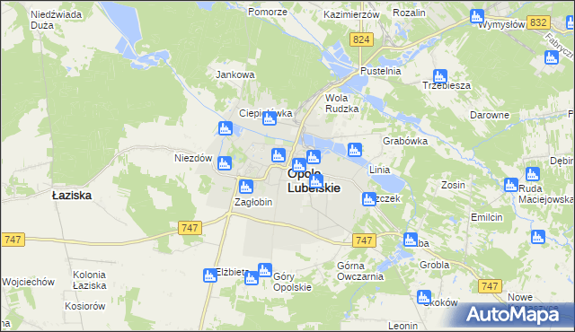 mapa Opole Lubelskie, Opole Lubelskie na mapie Targeo
