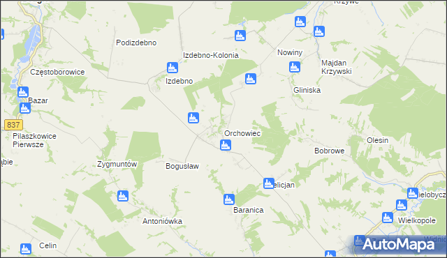 mapa Orchowiec, Orchowiec na mapie Targeo