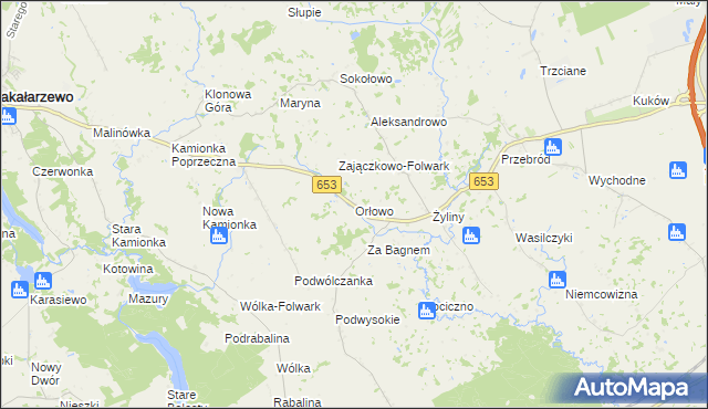 mapa Orłowo gmina Bakałarzewo, Orłowo gmina Bakałarzewo na mapie Targeo