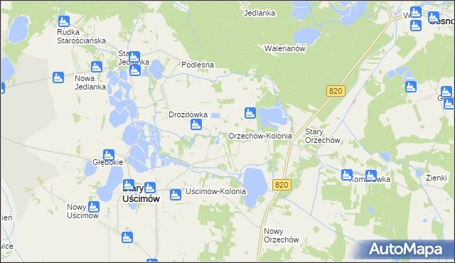 mapa Orzechów-Kolonia, Orzechów-Kolonia na mapie Targeo