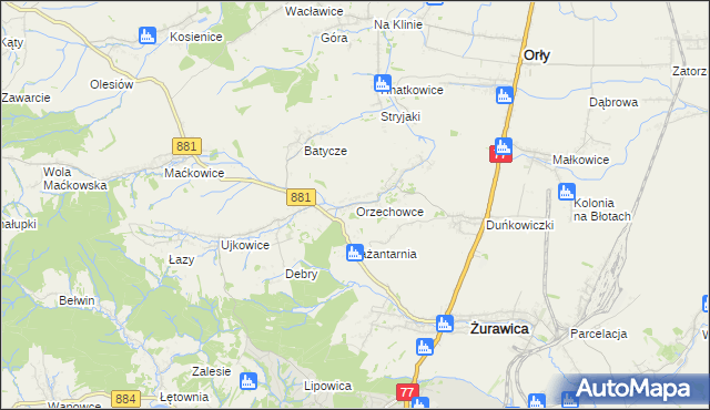 mapa Orzechowce, Orzechowce na mapie Targeo