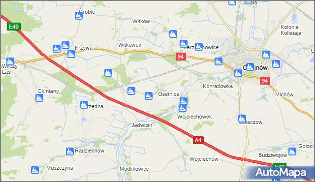 mapa Osetnica, Osetnica na mapie Targeo