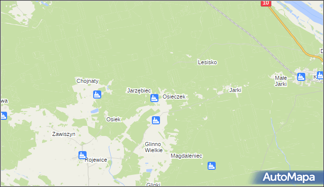 mapa Osieczek gmina Rojewo, Osieczek gmina Rojewo na mapie Targeo