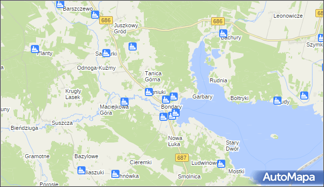 mapa Osiedle Bondary, Osiedle Bondary na mapie Targeo