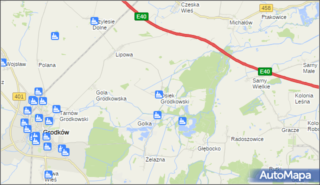 mapa Osiek Grodkowski, Osiek Grodkowski na mapie Targeo