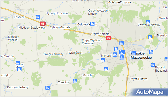 mapa Osipy-Zakrzewizna, Osipy-Zakrzewizna na mapie Targeo