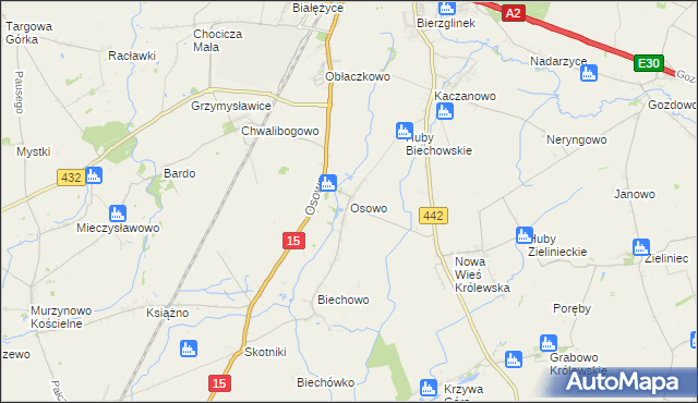 mapa Osowo gmina Września, Osowo gmina Września na mapie Targeo