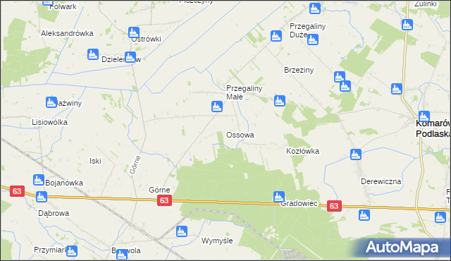 mapa Ossowa, Ossowa na mapie Targeo