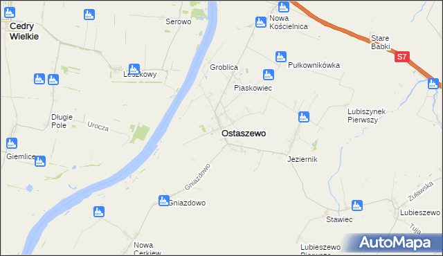mapa Ostaszewo powiat nowodworski, Ostaszewo powiat nowodworski na mapie Targeo