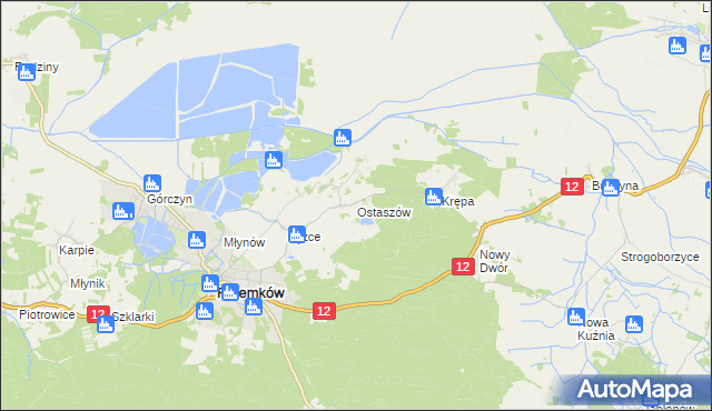 mapa Ostaszów, Ostaszów na mapie Targeo