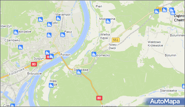mapa Ostromecko, Ostromecko na mapie Targeo