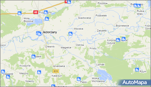 mapa Ostrów gmina Michów, Ostrów gmina Michów na mapie Targeo