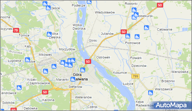 mapa Ostrówek gmina Karczew, Ostrówek gmina Karczew na mapie Targeo