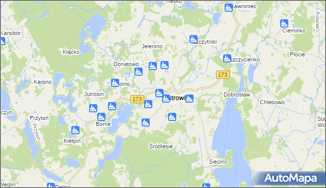 mapa Ostrowice powiat drawski, Ostrowice powiat drawski na mapie Targeo