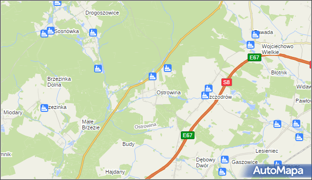 mapa Ostrowina, Ostrowina na mapie Targeo