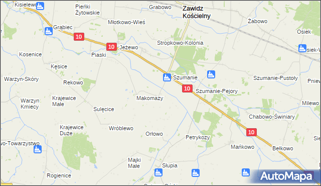 mapa Ostrowy gmina Zawidz, Ostrowy gmina Zawidz na mapie Targeo