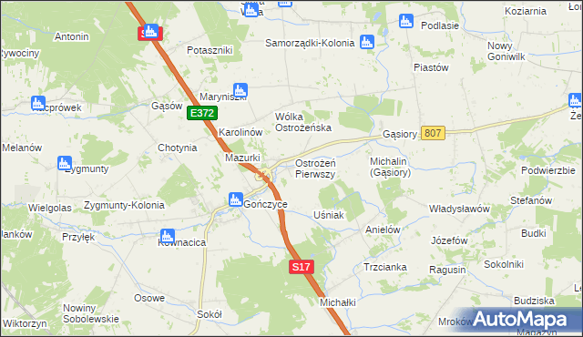 mapa Ostrożeń Drugi, Ostrożeń Drugi na mapie Targeo
