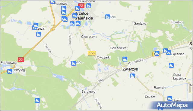 mapa Owczarki gmina Zwierzyn, Owczarki gmina Zwierzyn na mapie Targeo
