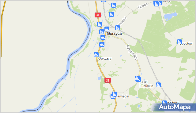 mapa Owczary gmina Górzyca, Owczary gmina Górzyca na mapie Targeo
