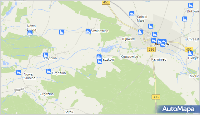 mapa Paczków gmina Bierutów, Paczków gmina Bierutów na mapie Targeo