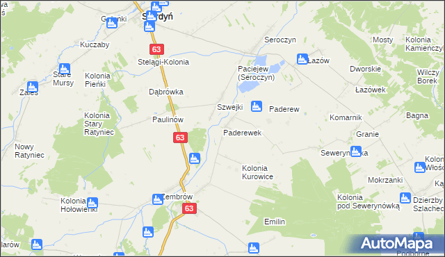 mapa Paderewek, Paderewek na mapie Targeo