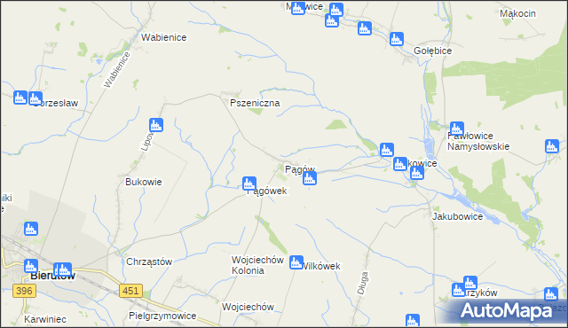 mapa Pągów gmina Wilków, Pągów gmina Wilków na mapie Targeo