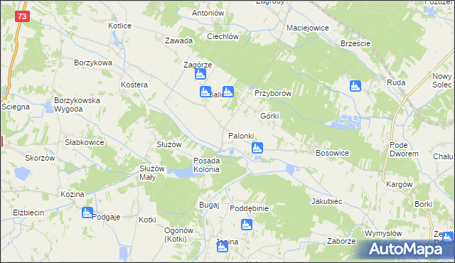 mapa Palonki, Palonki na mapie Targeo