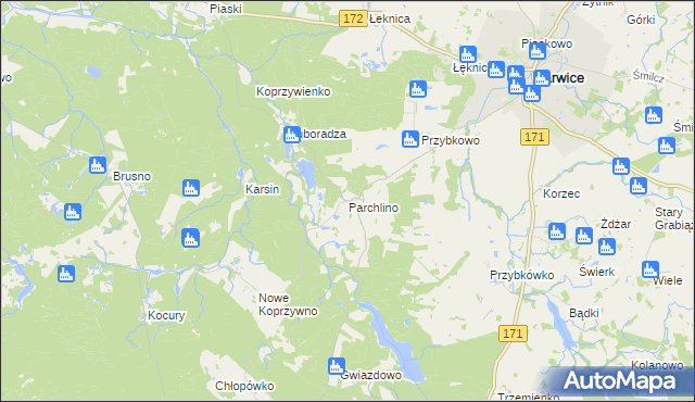 mapa Parchlino, Parchlino na mapie Targeo