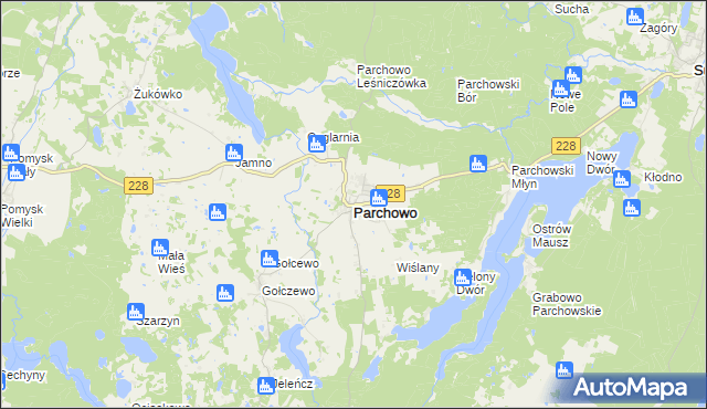 mapa Parchowo powiat bytowski, Parchowo powiat bytowski na mapie Targeo