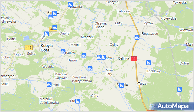 mapa Parzynów, Parzynów na mapie Targeo