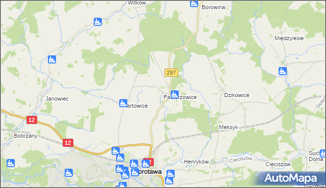 mapa Pasterzowice, Pasterzowice na mapie Targeo