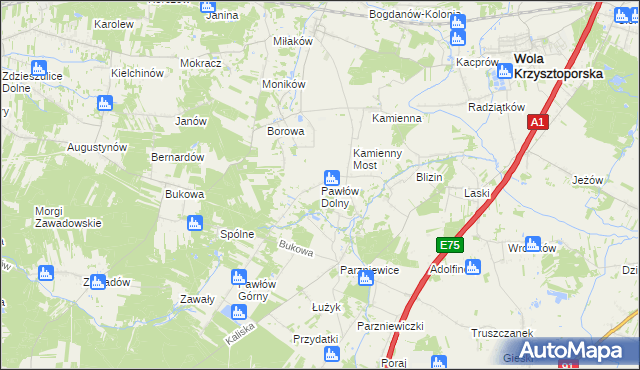 mapa Pawłów Dolny, Pawłów Dolny na mapie Targeo