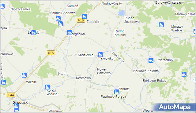mapa Pawłówko gmina Czernice Borowe, Pawłówko gmina Czernice Borowe na mapie Targeo